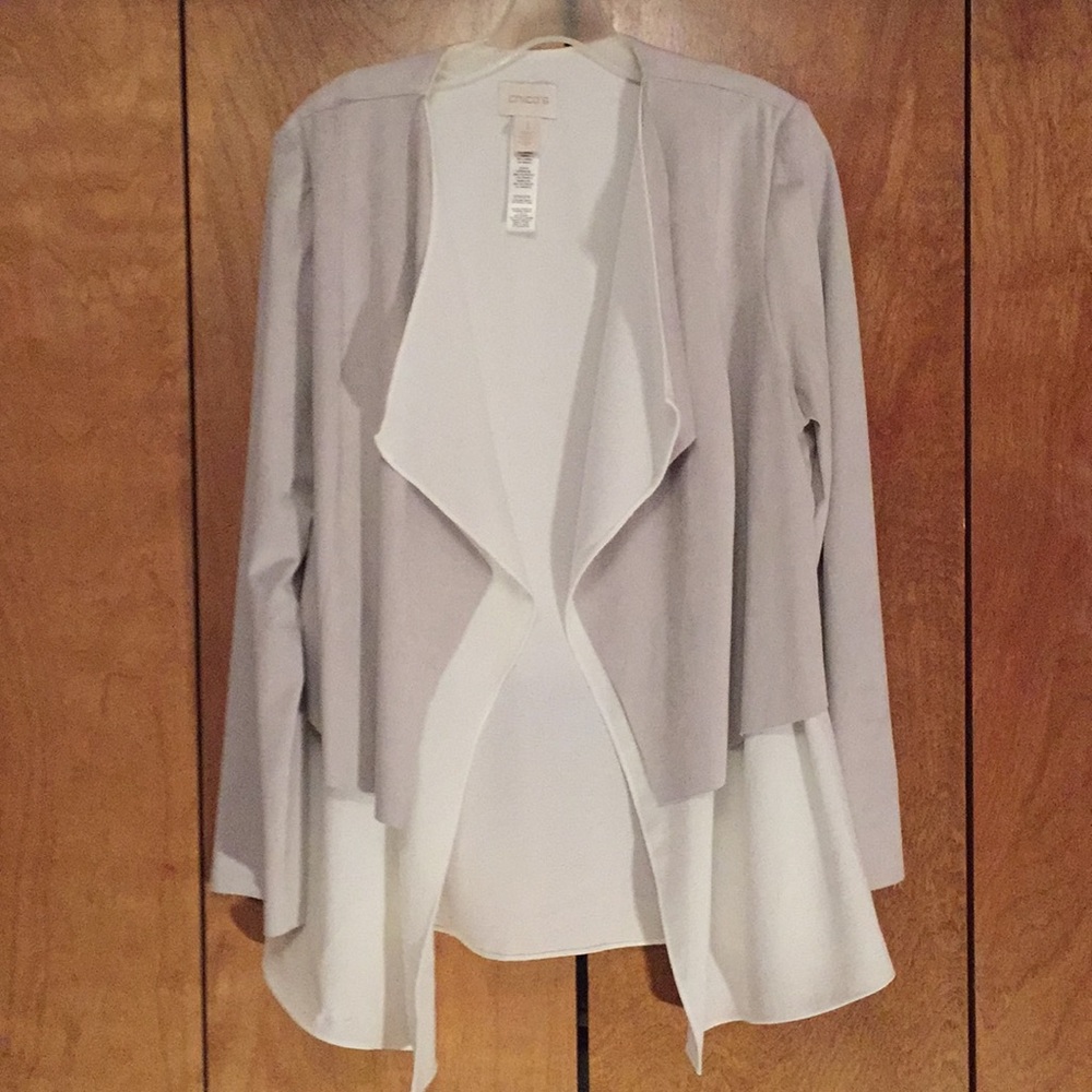Chico’s off white and light gray cardigan, Medium